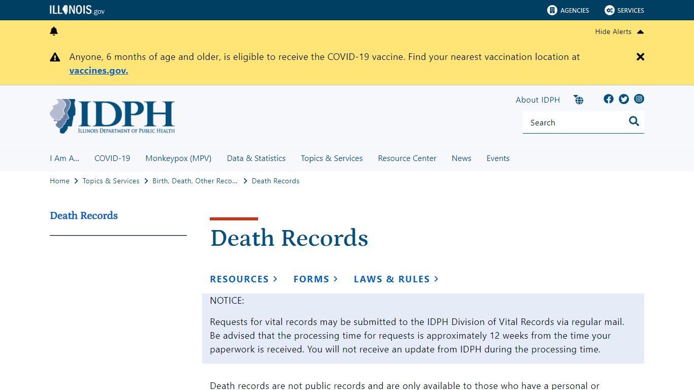 Death Records - Illinois